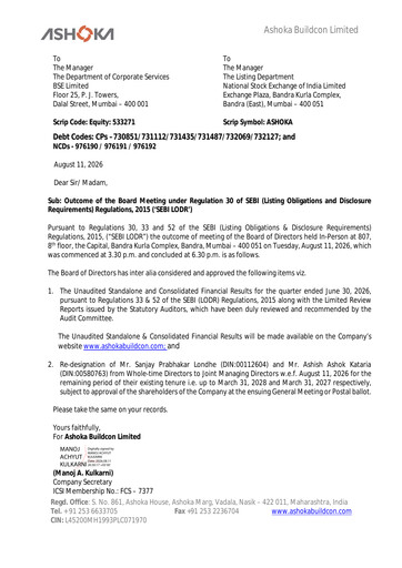 Thumbnail Ashoka Buildcon
 Quarterly Report 2027-q1