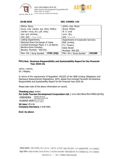 Thumbnail India Tourism Development Corp ESG Report 2025-2026