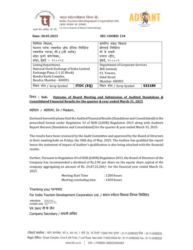 Thumbnail India Tourism Development Corp Financial Report 2024-2025