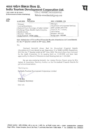 Thumbnail India Tourism Development Corp Quarterly Report 2020-q1