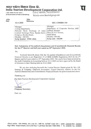 Thumbnail India Tourism Development Corp Quarterly Report 2020-q2