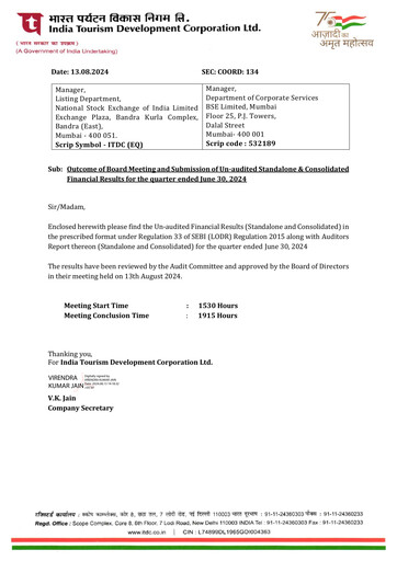 Thumbnail India Tourism Development Corp Quarterly Report 2024-q1