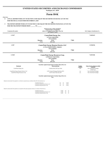 Vorschaubild CenterPoint Energy
 Finanzbericht 2025