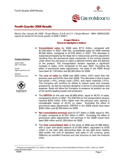 Thumbnail Grupo México
 Quarterly Report 2008-q4