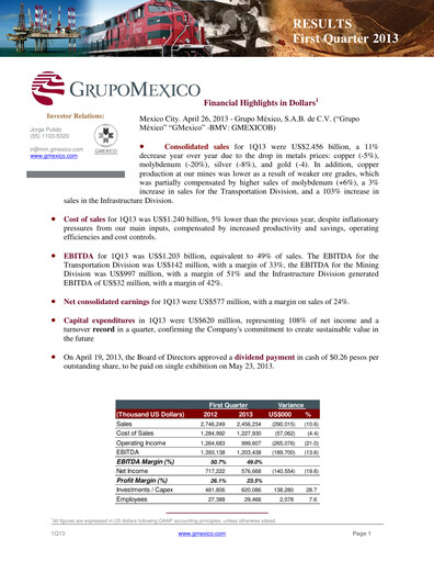 Thumbnail Grupo México
 Quarterly Report 2013-q1