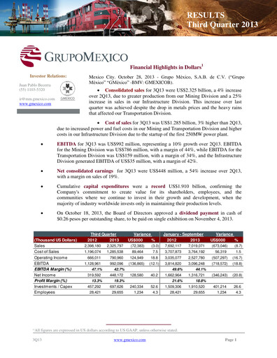 Thumbnail Grupo México
 Quarterly Report 2013-q3