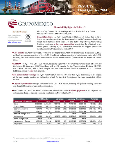 Thumbnail Grupo México
 Quarterly Report 2014-q3