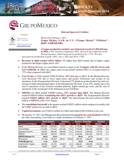 Thumbnail Grupo México
 Quarterly Report 2016-q4