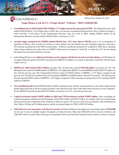 Thumbnail Grupo México
 Quarterly Report 2019-q3