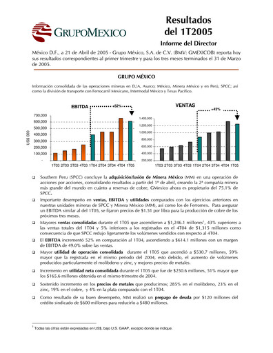 Thumbnail Grupo México
 Quarterly Report 2005-q1