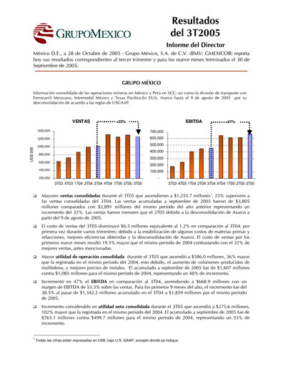 Thumbnail Grupo México
 Quarterly Report 2005-q3