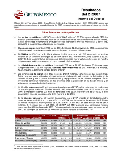 Thumbnail Grupo México
 Quarterly Report 2007-q2