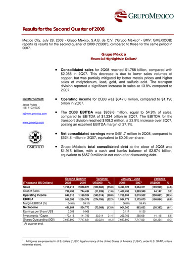 Thumbnail Grupo México
 Quarterly Report 2008-q2