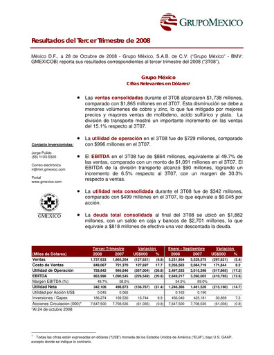 Thumbnail Grupo México
 Quarterly Report 2008-q3