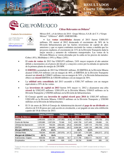 Thumbnail Grupo México
 Quarterly Report 2013-q4