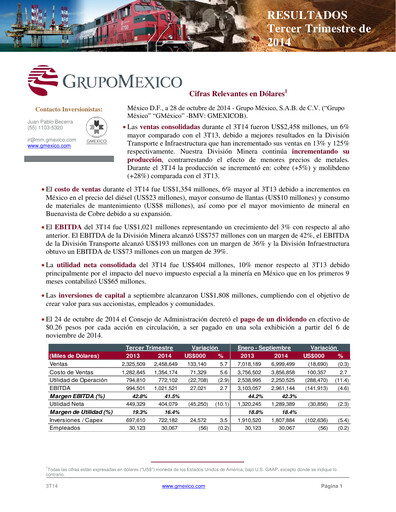 Thumbnail Grupo México
 Quarterly Report 2014-q3