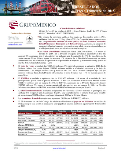Thumbnail Grupo México
 Quarterly Report 2015-q3