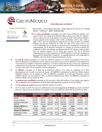 Thumbnail Grupo México
 Quarterly Report 2015-q4