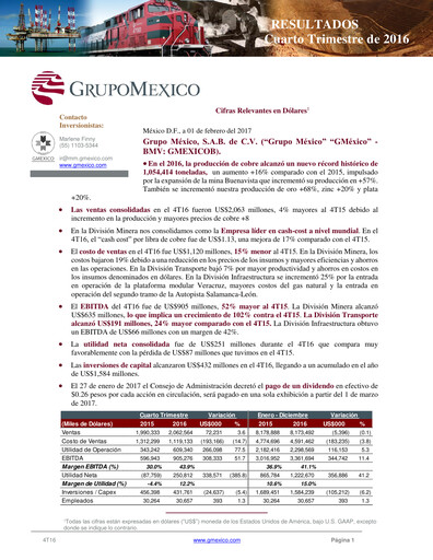 Thumbnail Grupo México
 Quarterly Report 2016-q4