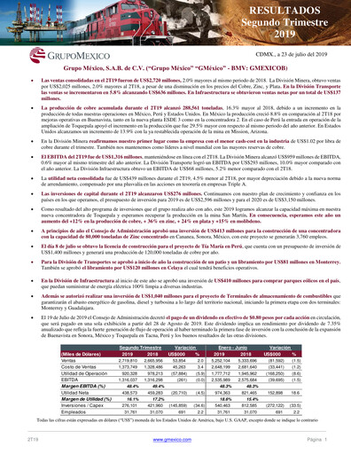 Thumbnail Grupo México
 Quarterly Report 2019-q2