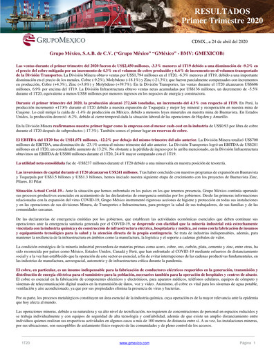Thumbnail Grupo México
 Quarterly Report 2020-q1