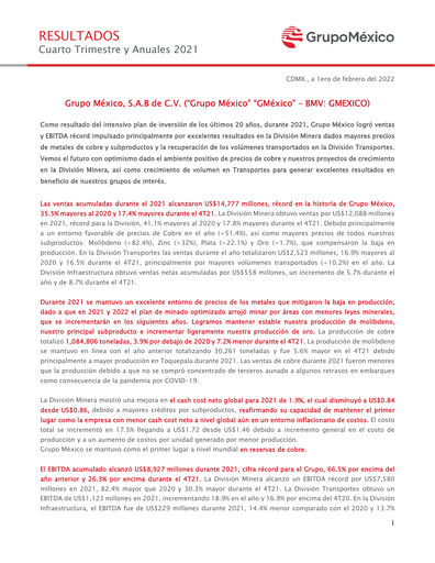 Thumbnail Grupo México
 Quarterly Report 2021-q4