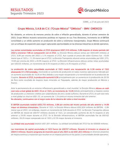Vorschaubild Grupo México
 Quartalsbericht 2023-q2