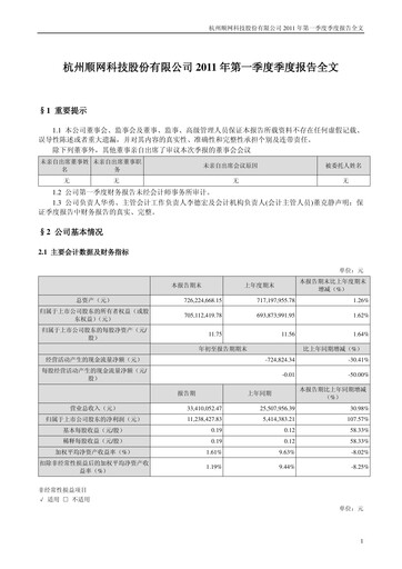 Thumbnail Hangzhou Shunwang Technology Quarterly Report 2011-q1