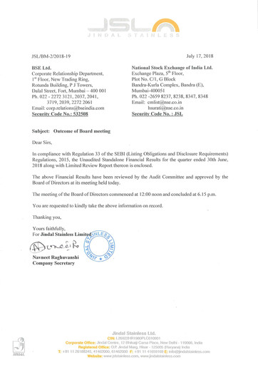 Vorschaubild Jindal Stainless Quartalsbericht 2018-q1