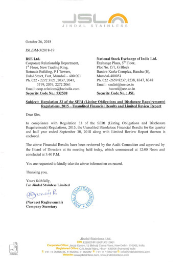 Vorschaubild Jindal Stainless Quartalsbericht 2018-q2