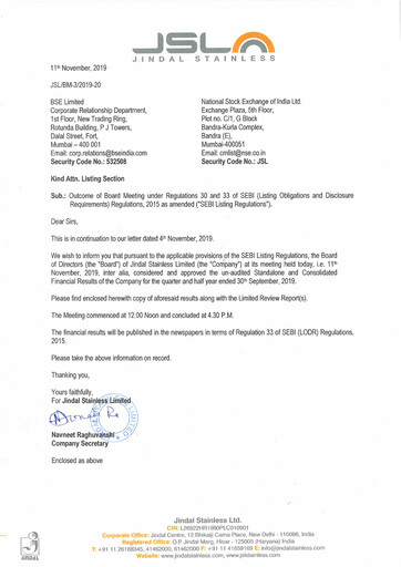 Vorschaubild Jindal Stainless Quartalsbericht 2019-q2