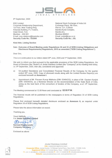 Vorschaubild Jindal Stainless Quartalsbericht 2020-q1