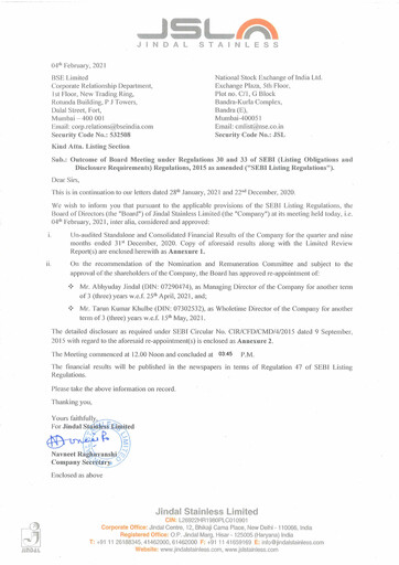 Vorschaubild Jindal Stainless Quartalsbericht 2020-q4