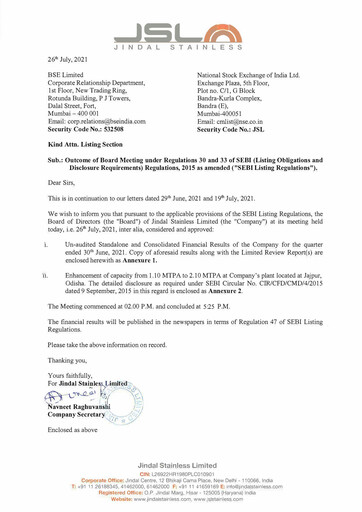 Vorschaubild Jindal Stainless Quartalsbericht 2021-q1