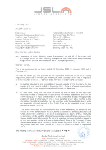 Vorschaubild Jindal Stainless Quartalsbericht 2021-q4