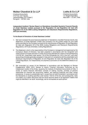 Thumbnail Jindal Stainless Quarterly Report 2026-q1