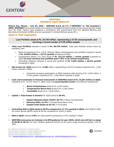 Thumbnail Gentera, S.A.B. de C.V. Quarterly Report 2025-q2