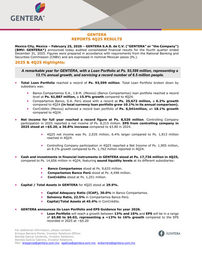 Thumbnail Gentera, S.A.B. de C.V. Quarterly Report 2025-q4