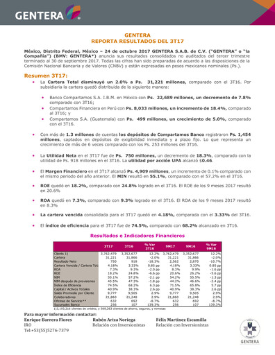 Vorschaubild Gentera, S.A.B. de C.V. Quartalsbericht 2017-q3