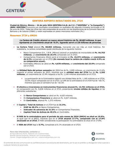 Thumbnail Gentera, S.A.B. de C.V. Quarterly Report 2024-q2