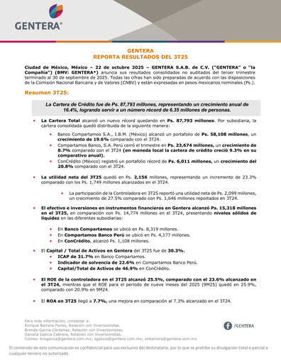 Thumbnail Gentera, S.A.B. de C.V. Quarterly Report 2025-q3