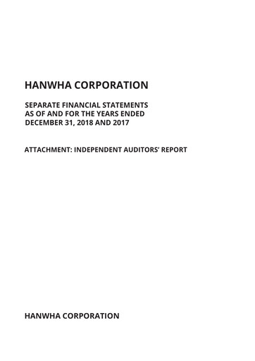 Thumbnail Hanwha Corporation Financial Statement 2018