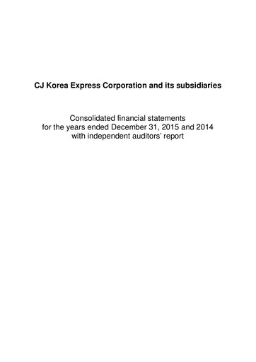 Thumbnail CJ Logistics Corporation Financial Statement 2015