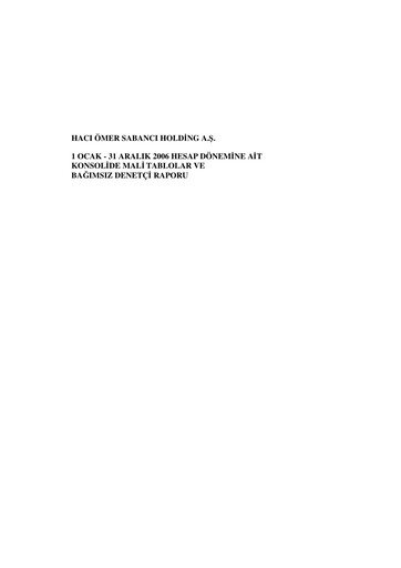 Thumbnail Sabancı Holding
 Financial Statement 2006