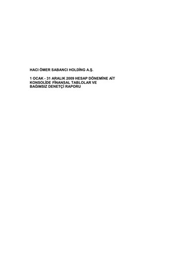 Thumbnail Sabancı Holding
 Financial Statement 2009