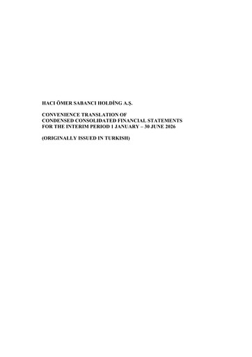 Thumbnail Sabancı Holding
 Half-year Report 2026