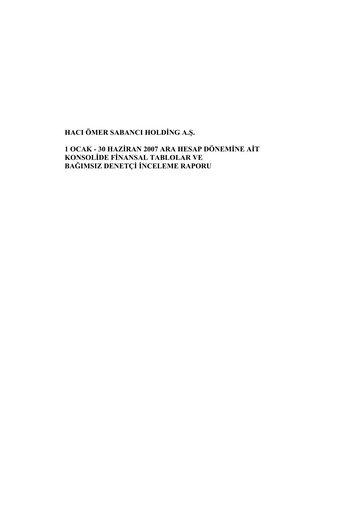 Thumbnail Sabancı Holding
 Half-year Report 2007