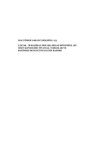 Thumbnail Sabancı Holding
 Half-year Report 2010