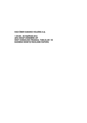 Thumbnail Sabancı Holding
 Half-year Report 2012