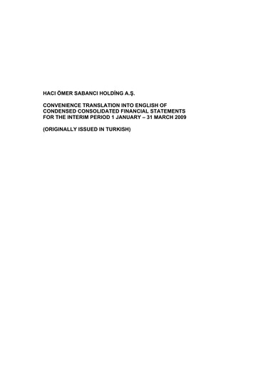 Thumbnail Sabancı Holding
 Quarterly Report 2009-q1